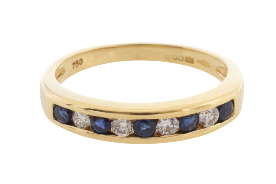 Sapphire and diamond band in 18 carat gold-Vintage Rings-The Antique Ring Shop