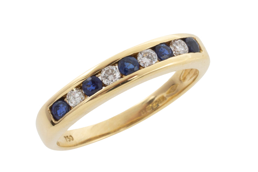 Sapphire and diamond band in 18 carat gold-Vintage Rings-The Antique Ring Shop