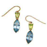 Topaz and peridot earrings in 14 carat gold