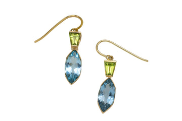 Topaz and peridot earrings in 14 carat gold