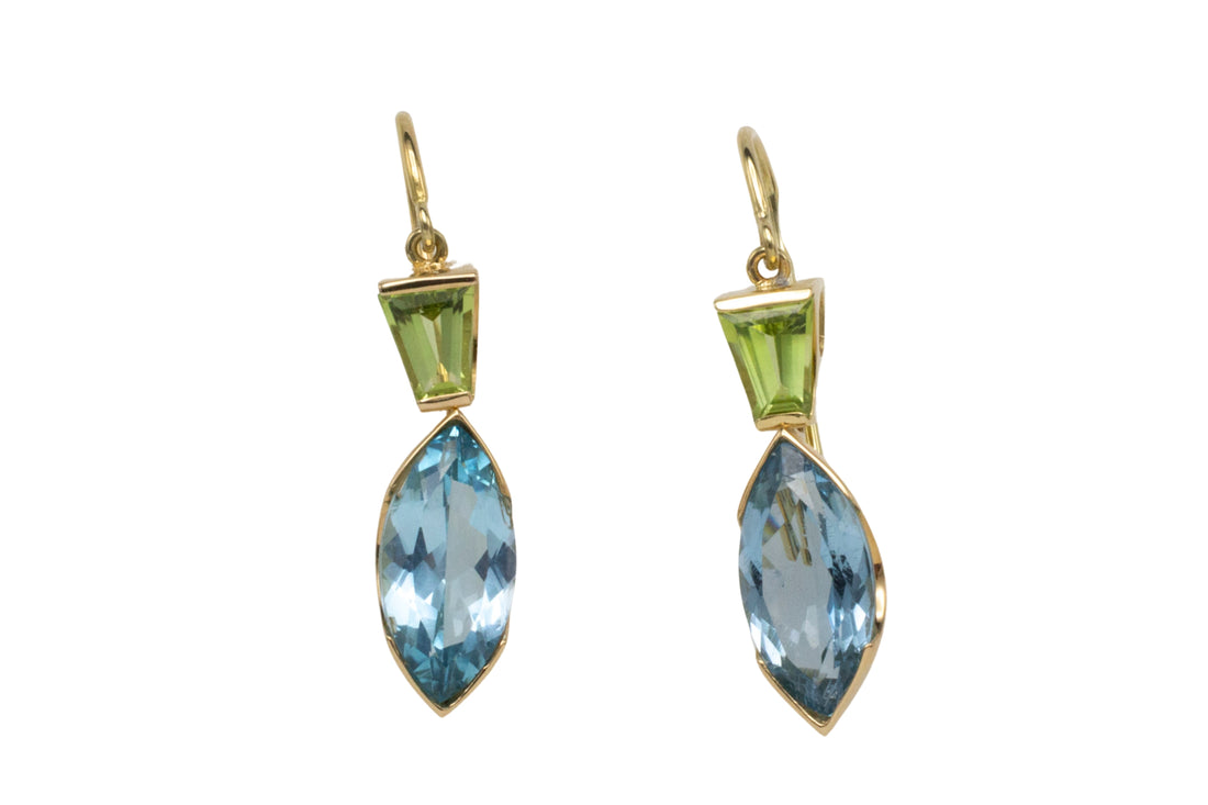 Topaz and peridot earrings in 14 carat gold