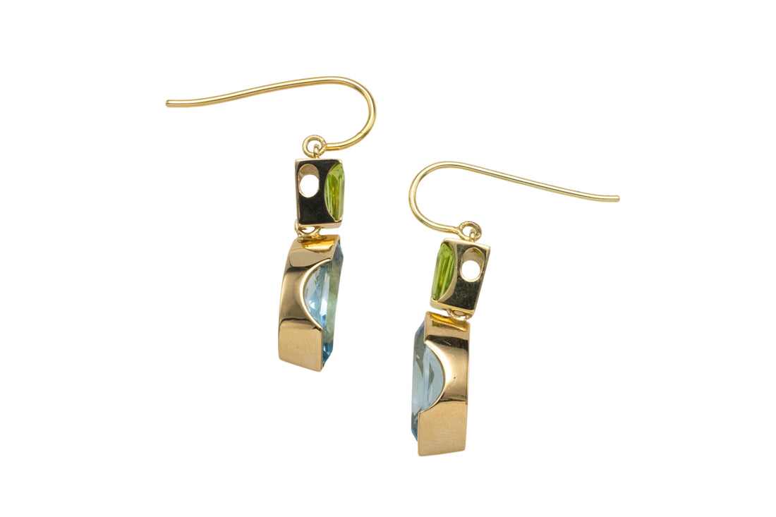 Topaz and peridot earrings in 14 carat gold