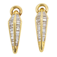 Baguette diamond earrings-Earrings-The Antique Ring Shop