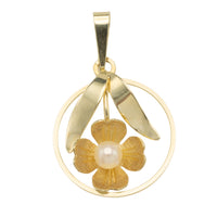 Vintage flower pendant with pearl-Pendants-The Antique Ring Shop