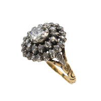 Classic rose diamond cluster ring in gold and silver