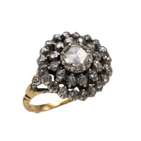 Classic rose diamond cluster ring in gold and silver