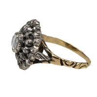 Classic rose diamond cluster ring in gold and silver