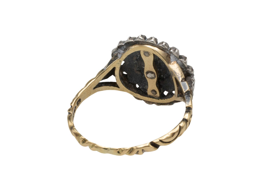 Classic rose diamond cluster ring in gold and silver