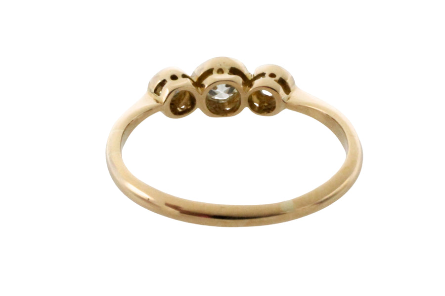Vintage three stone diamond ring-engagement rings-The Antique Ring Shop