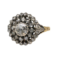 Classic rose diamond cluster ring in gold and silver