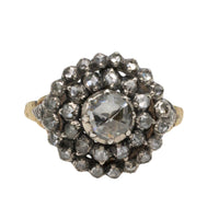 Classic rose diamond cluster ring in gold and silver