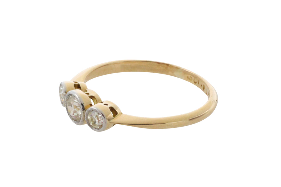 Vintage three stone diamond ring-engagement rings-The Antique Ring Shop