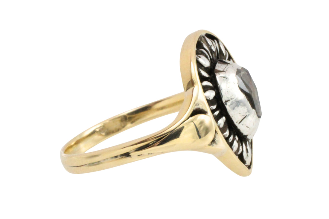 Antique rose diamond ring in silver and gold