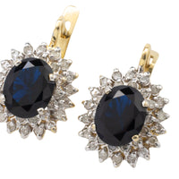 Sapphire and diamond pendant earrings-Earrings-The Antique Ring Shop