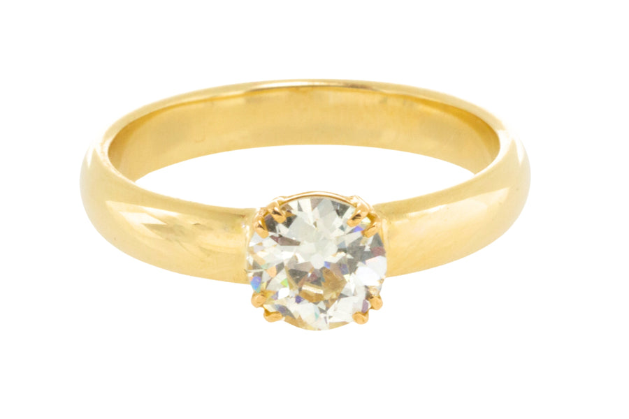 Old cut diamond solitaire ring in 18 carat gold-engagement rings-The Antique Ring Shop