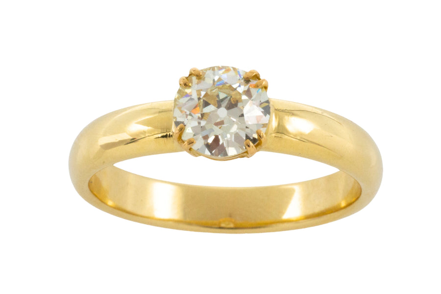 Old cut diamond solitaire ring in 18 carat gold-engagement rings-The Antique Ring Shop
