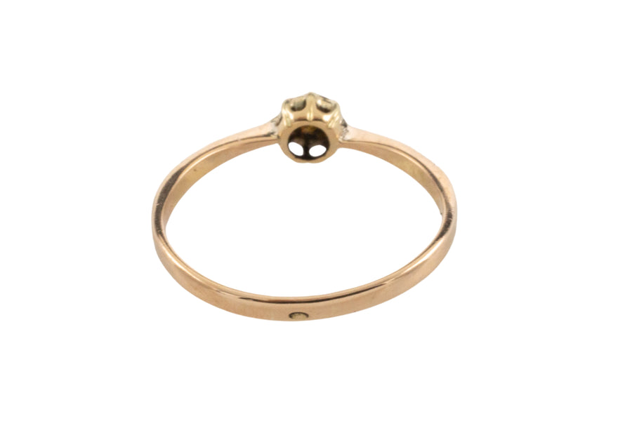 Rose diamond solitaire ring in 14 carat gold-Antique rings-The Antique Ring Shop