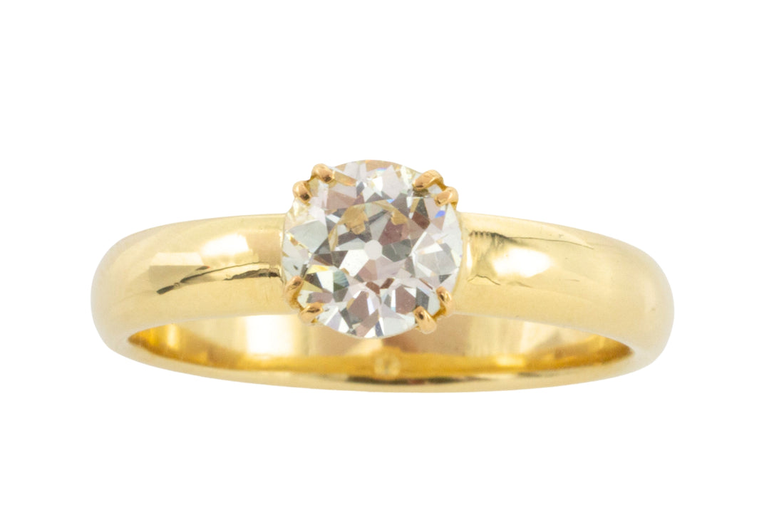Old cut diamond solitaire ring in 18 carat gold-engagement rings-The Antique Ring Shop