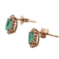Emerald and diamonds studs-Earrings-The Antique Ring Shop
