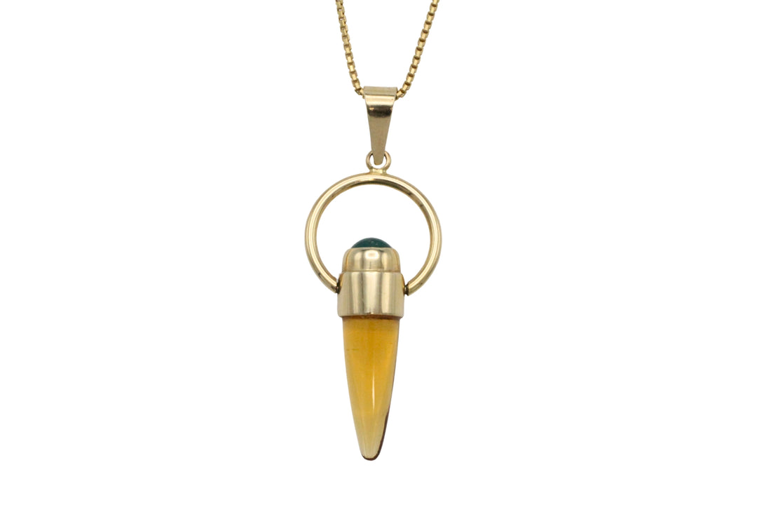 Citrine and chrysoberyl pendant in 14 carat gold-Pendants-The Antique Ring Shop