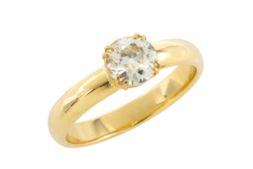 Old cut diamond solitaire ring in 18 carat gold-engagement rings-The Antique Ring Shop