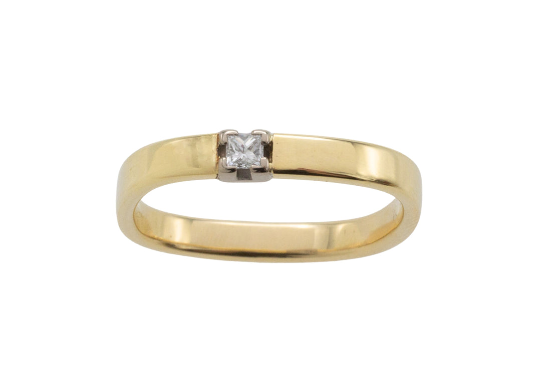Princess cut diamond square shank ring-wedding rings-The Antique Ring Shop