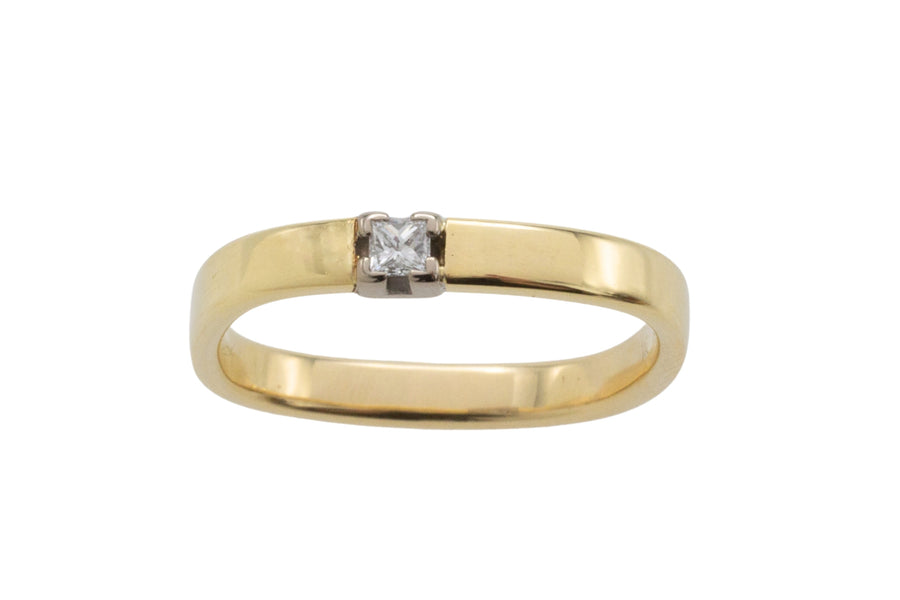 Princess cut diamond square shank ring-wedding rings-The Antique Ring Shop