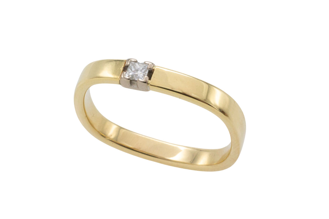 Princess cut diamond square shank ring-wedding rings-The Antique Ring Shop