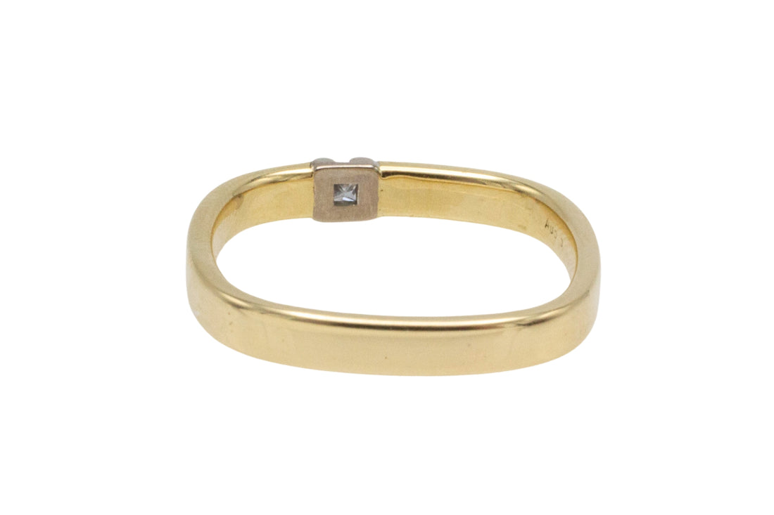 Princess cut diamond square shank ring-wedding rings-The Antique Ring Shop