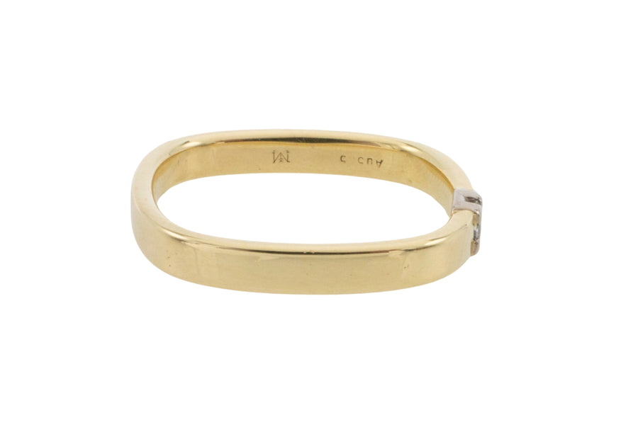 Princess cut diamond square shank ring-wedding rings-The Antique Ring Shop
