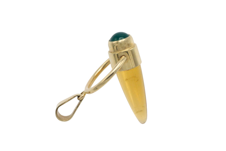 Citrine and chrysoberyl pendant in 14 carat gold-Pendants-The Antique Ring Shop
