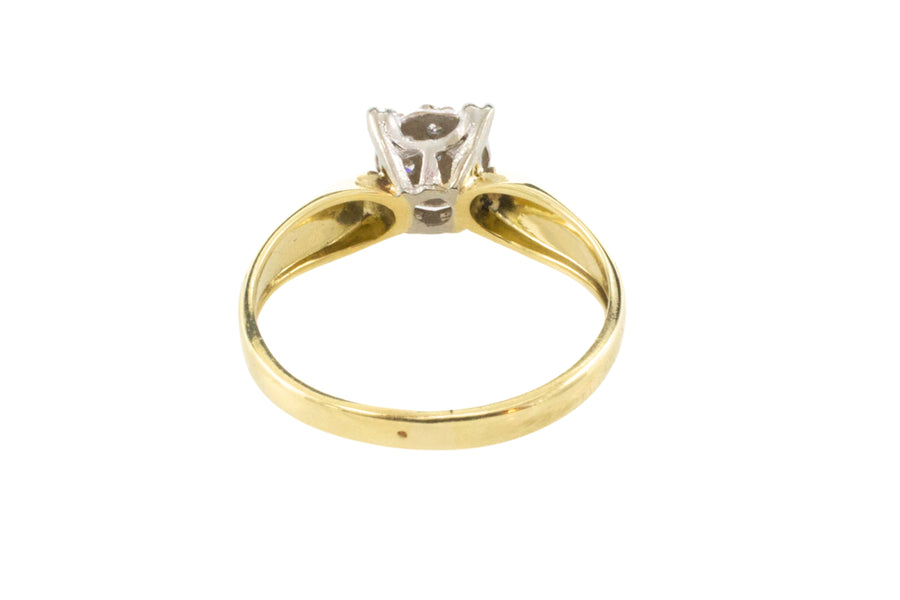 14 carat gold solitaire style ring with diamonds-engagement rings-The Antique Ring Shop