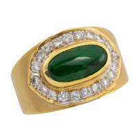 Jade and diamond ring in 18 carat gold-Vintage Rings-The Antique Ring Shop