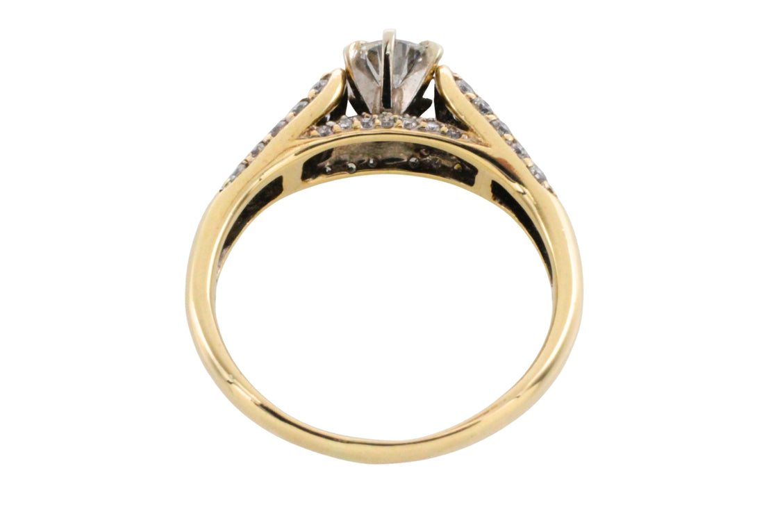 Brilliant cut diamond ring in 14 carat gold-engagement rings-The Antique Ring Shop