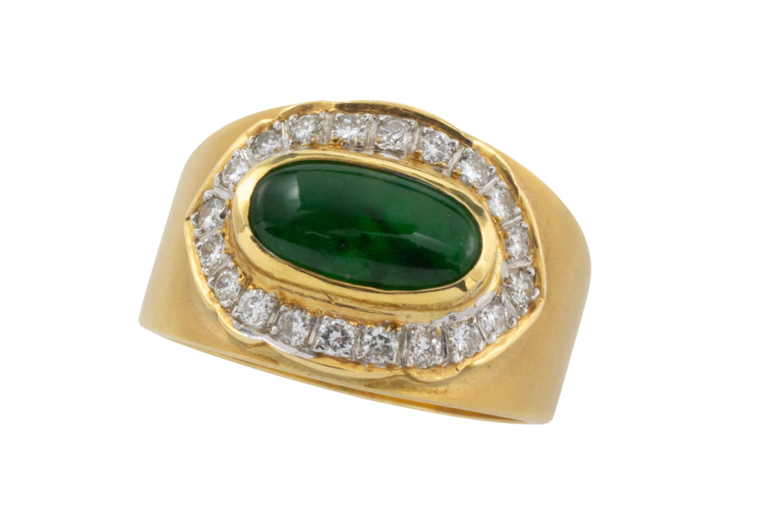 Vintage emerald and diamond ring in 18 carat gold-engagement rings-The Antique Ring Shop