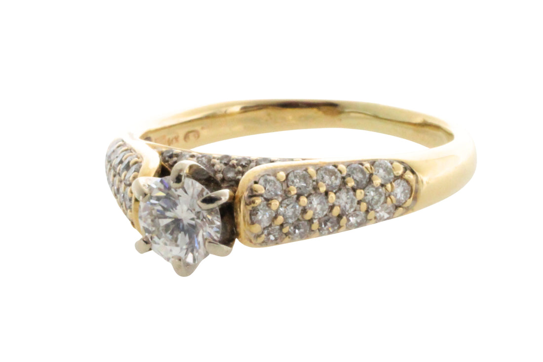 Brilliant cut diamond ring in 14 carat gold-engagement rings-The Antique Ring Shop