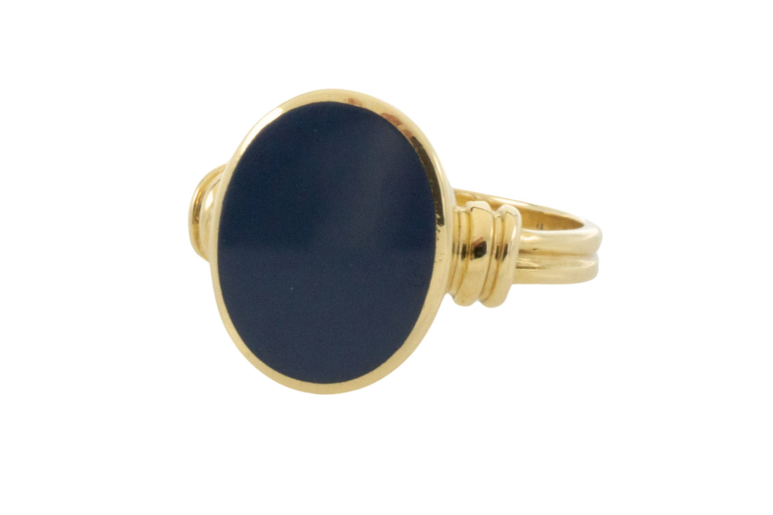 Layered agate over onyx signet ring-gents rings-The Antique Ring Shop