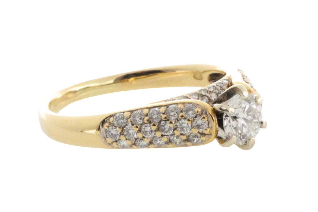 Brilliant cut diamond ring in 14 carat gold-engagement rings-The Antique Ring Shop
