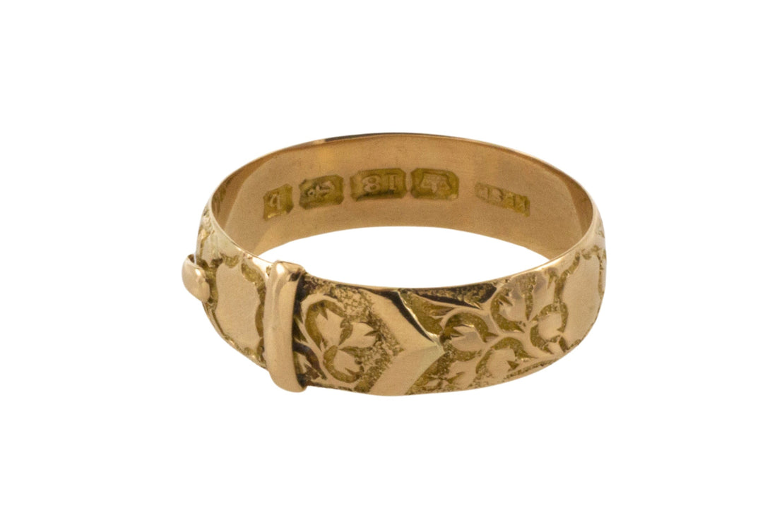 Late Victorian buckle ring in 18 carat gold from 1901-Antique rings-The Antique Ring Shop