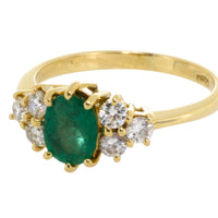 Emerald and diamond ring in 18 carat gold-engagement rings-The Antique Ring Shop