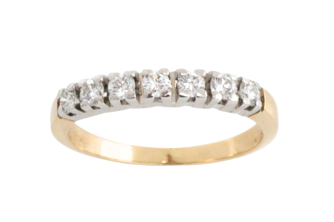 Seven stone diamond ring in 14 carat gold-Vintage Rings-The Antique Ring Shop