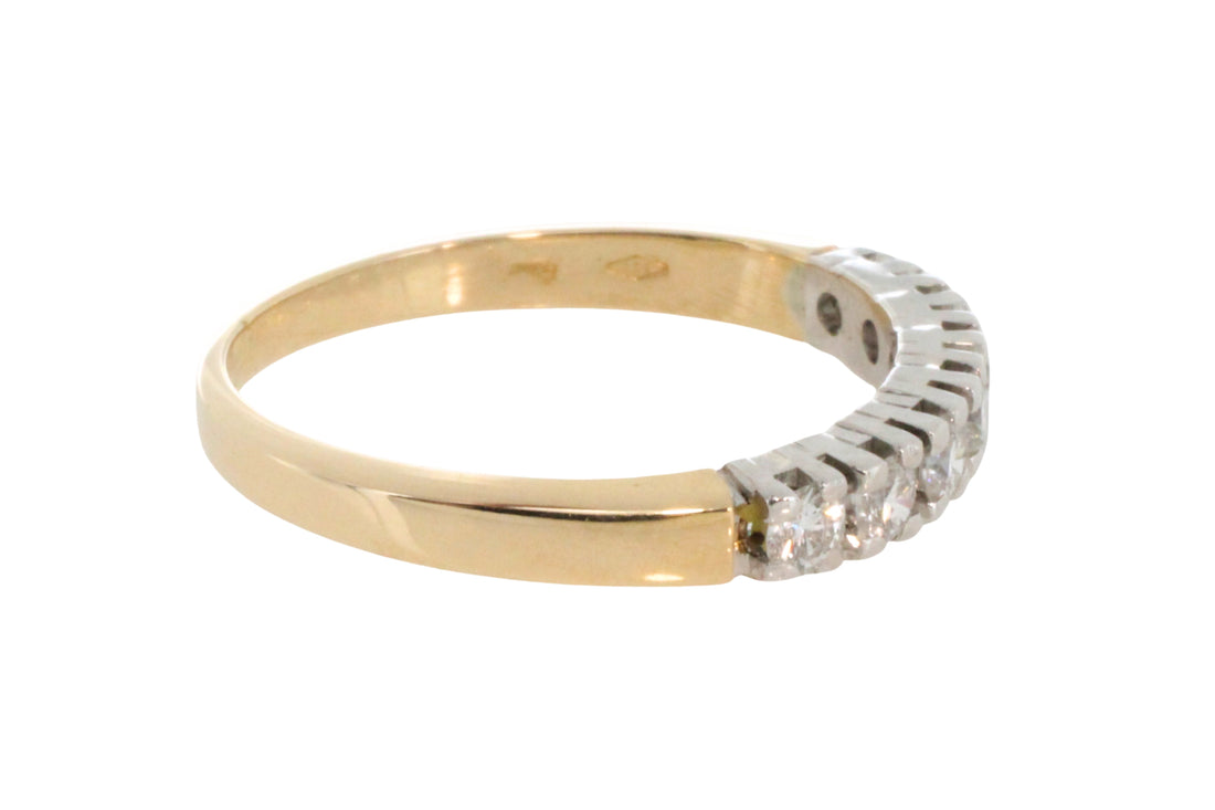 Seven stone diamond ring in 14 carat gold-Vintage Rings-The Antique Ring Shop
