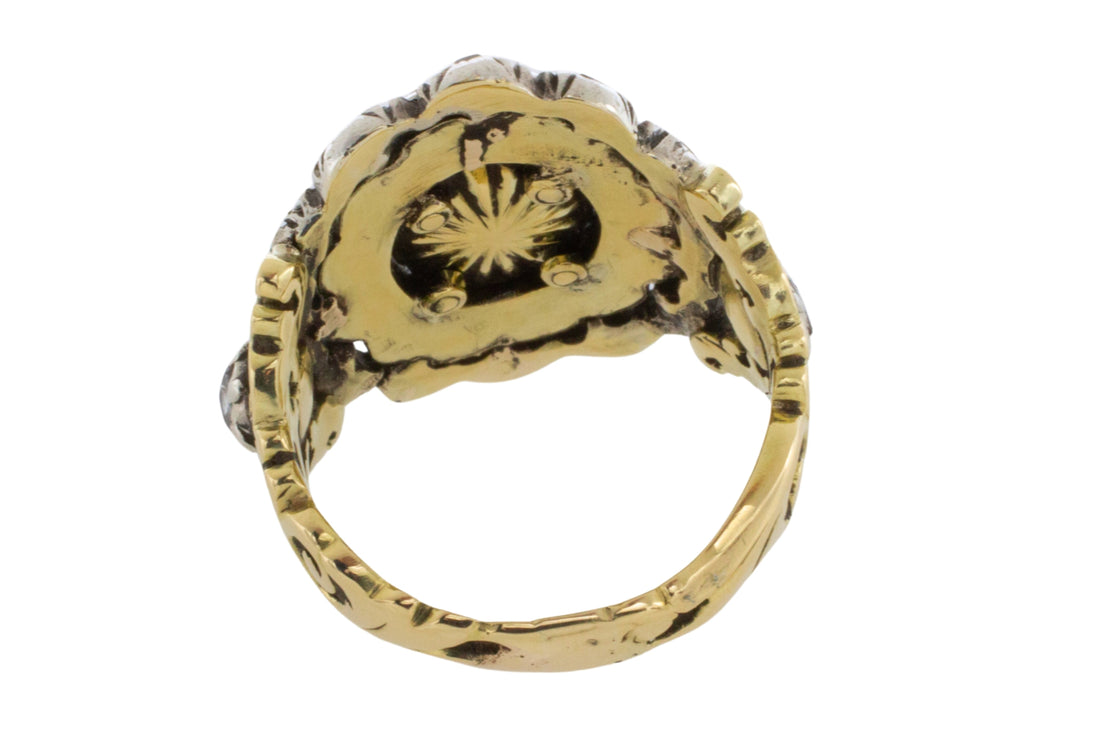 Rose diamond ring silver and 14 carat gold-Antique rings-The Antique Ring Shop