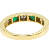 18 carat gold band with emeralds and diamonds-Vintage Rings-The Antique Ring Shop