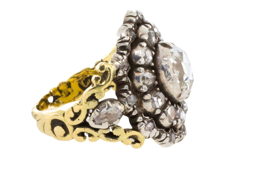 Rose diamond ring silver and 14 carat gold-Antique rings-The Antique Ring Shop