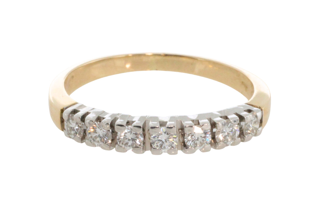 Seven stone diamond ring in 14 carat gold-Vintage Rings-The Antique Ring Shop