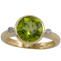 Peridot and diamond ring in 14 carat gold-Vintage Rings-The Antique Ring Shop