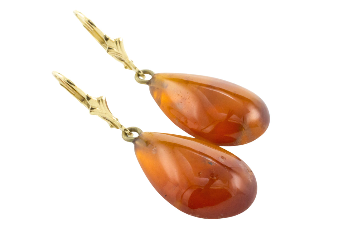 Hassonite garnet earrings in 14 carat gold-Earrings-The Antique Ring Shop