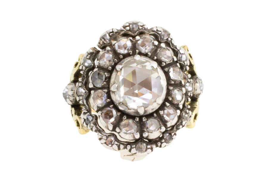 Rose diamond ring silver and 14 carat gold-Antique rings-The Antique Ring Shop