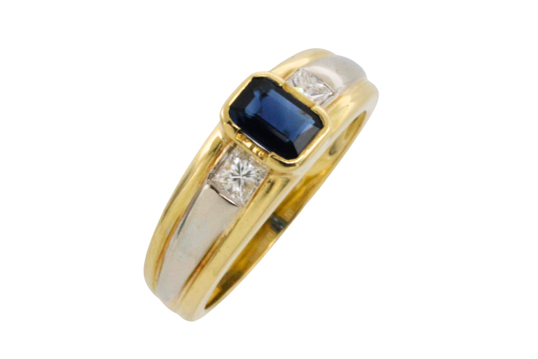 Sapphire and diamond ring in 18 carat gold-Vintage Rings-The Antique Ring Shop